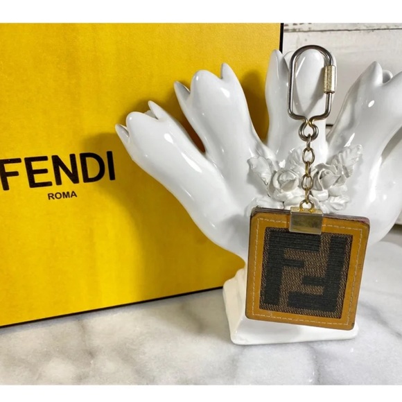 |SOLD| Fendi FF Logo Striped Pequin Bag Charm - Picture 8 of 8